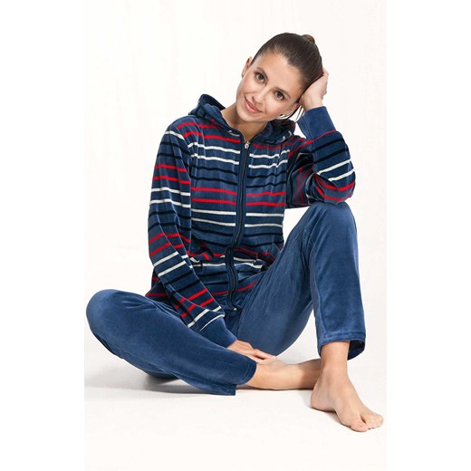 Welurowy dres damski ciemnoniebieski 341, Kolor ciemnoniebieski, Rozmiar L, Luna Luna XL Intymna wyprzedaż