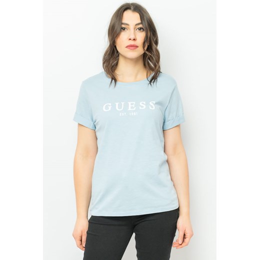 t-shirt damski guess w2bi68 k8g01 błękitny ze sklepu Royal Shop w kategorii Bluzki damskie - zdjęcie 166427879