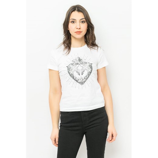 t-shirt damski pinko 100355 a0oo biały ze sklepu Royal Shop w kategorii Bluzki damskie - zdjęcie 166428328
