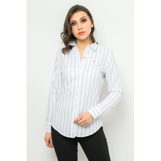 koszula damska tommy jeans dw0dw10201 biało-niebieska ze sklepu Royal Shop w kategorii Koszule damskie - zdjęcie 166428776