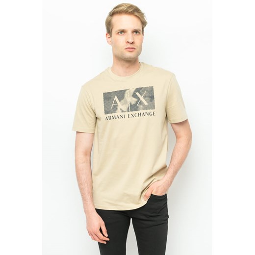 t-shirt męski armani exchange 3rztjf zjh4z beżowy ze sklepu Royal Shop w kategorii T-shirty męskie - zdjęcie 166429947