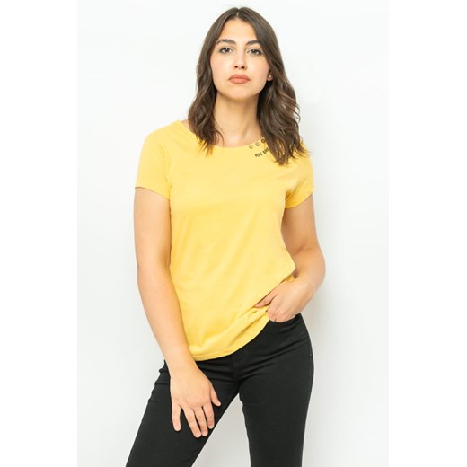 t-shirt damski pepe jeans pl505230 żółty ze sklepu Royal Shop w kategorii Bluzki damskie - zdjęcie 166430298