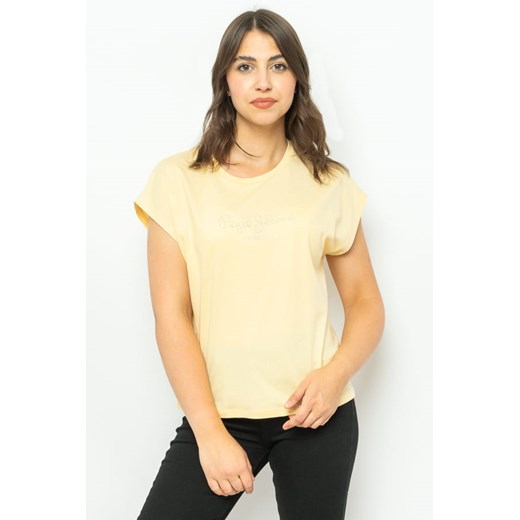t-shirt damski pepe jeans pl505559 żółty ze sklepu Royal Shop w kategorii Bluzki damskie - zdjęcie 166430335