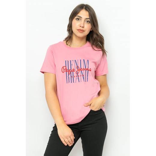 t-shirt damski pepe jeans pl505564 różowy ze sklepu Royal Shop w kategorii Bluzki damskie - zdjęcie 166430339