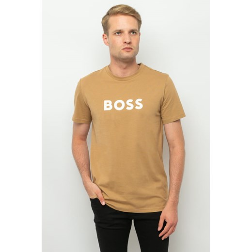 t-shirt męski hugo boss 50491706 beżowy ze sklepu Royal Shop w kategorii T-shirty męskie - zdjęcie 166430529