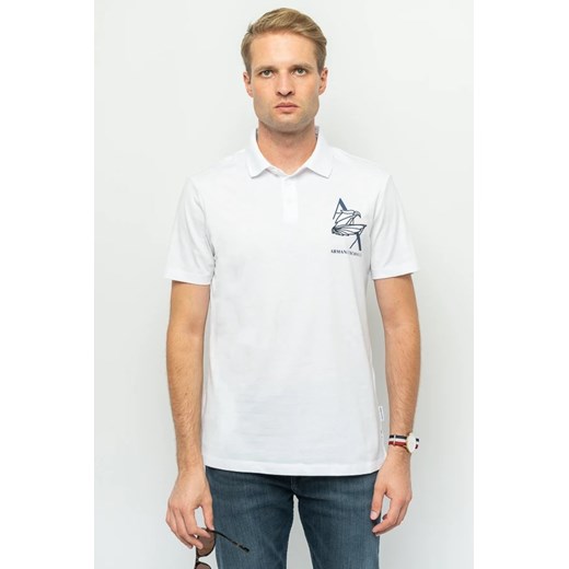 polo męskie armani exchange 6rzfal zj9tz biały ze sklepu Royal Shop w kategorii T-shirty męskie - zdjęcie 166432109