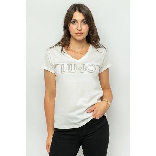 t-shirt damski  liu jo tf3297 j6040 biały ze sklepu Royal Shop w kategorii Bluzki damskie - zdjęcie 166432587
