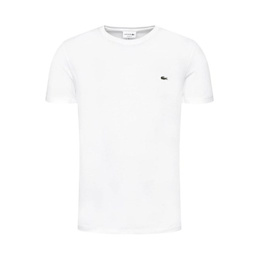 T-shirt męski Lacoste z krótkimi rękawami biały na wiosnę 