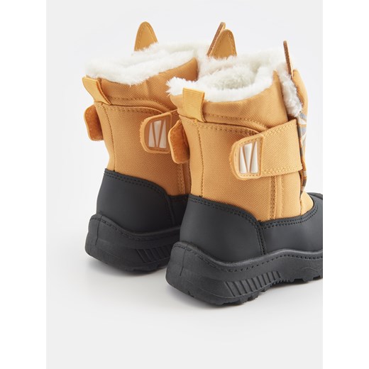 Buty zimowe dziecięce brązowe Sinsay śniegowce na rzepy 