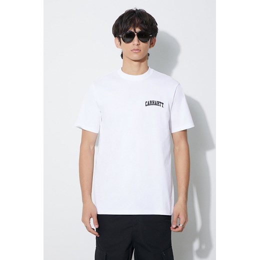 Carhartt WIP t-shirt bawełniany S/S University Script męski kolor biały z nadrukiem I028991.00AXX ze sklepu PRM w kategorii T-shirty męskie - zdjęcie 166438486