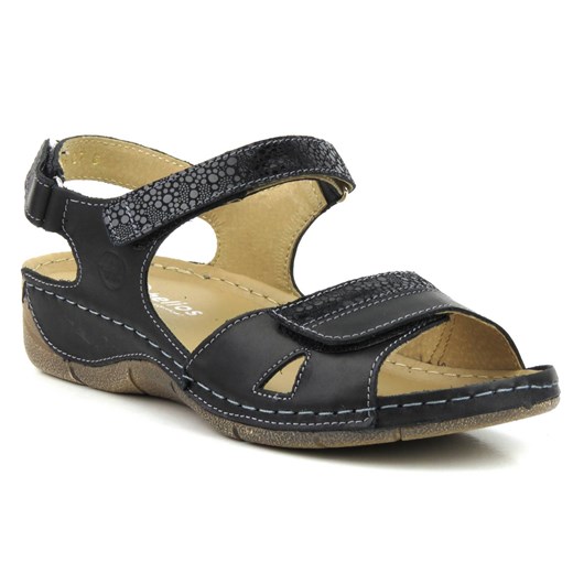 Wygodne sandały damskie skórzane - HELIOS Komfort 106, czarne Helios Komfort 41 ulubioneobuwie