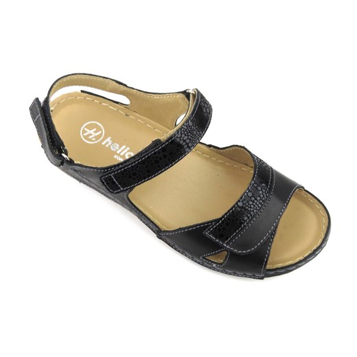 Wygodne sandały damskie skórzane - HELIOS Komfort 106, czarne Helios Komfort 38 ulubioneobuwie