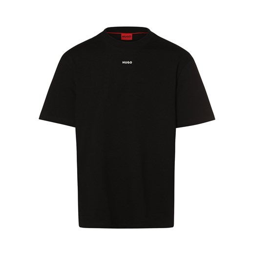 HUGO T-shirt męski Mężczyźni Bawełna czarny jednolity ze sklepu vangraaf w kategorii T-shirty męskie - zdjęcie 166447487