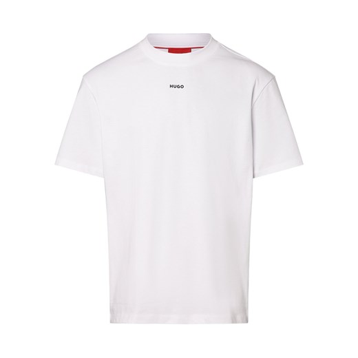 HUGO T-shirt męski Mężczyźni Bawełna biały jednolity ze sklepu vangraaf w kategorii T-shirty męskie - zdjęcie 166447488