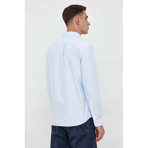 Lacoste koszula bawełniana męska kolor niebieski regular z kołnierzykiem Lacoste 40 ANSWEAR.com