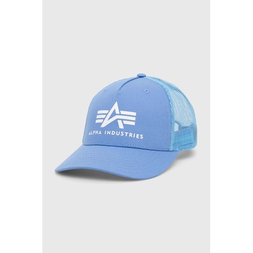 Alpha Industries czapka z daszkiem kolor niebieski z nadrukiem ze sklepu PRM w kategorii Czapki z daszkiem damskie - zdjęcie 166449878