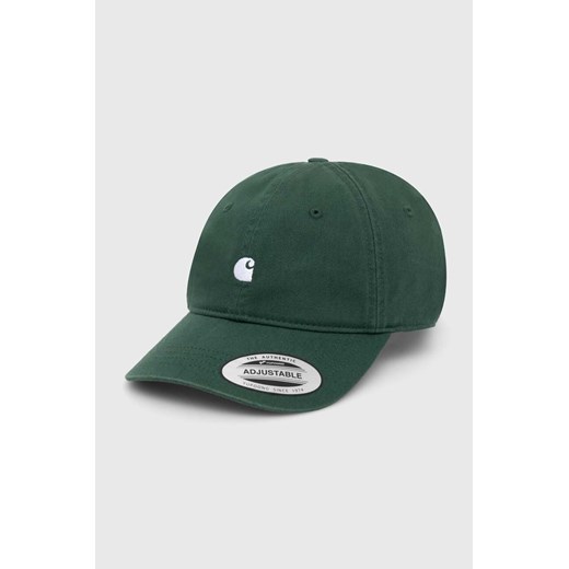 Carhartt WIP czapka z daszkiem bawełniana Madison Logo Cap kolor zielony gładka I023750.22VXX ze sklepu PRM w kategorii Czapki z daszkiem damskie - zdjęcie 166449886