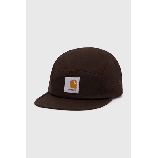 Carhartt WIP czapka z daszkiem bawełniana Backley Cap kolor brązowy z aplikacją I016607.47XX ze sklepu PRM w kategorii Czapki z daszkiem damskie - zdjęcie 166449888