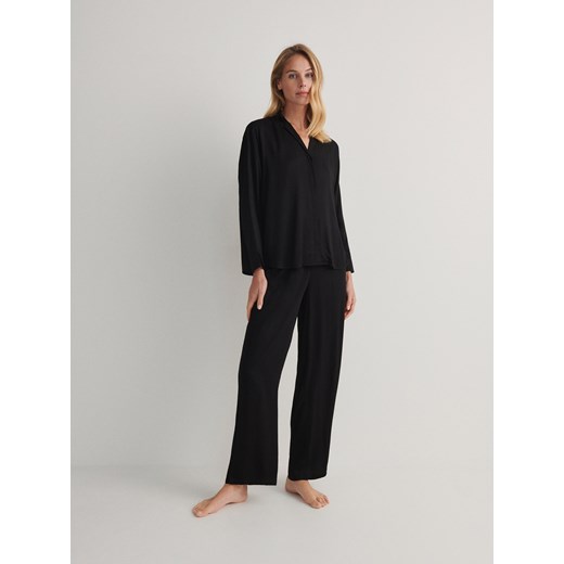 Reserved - Dwuczęściowa piżama z wiskozy - czarny Reserved L Reserved