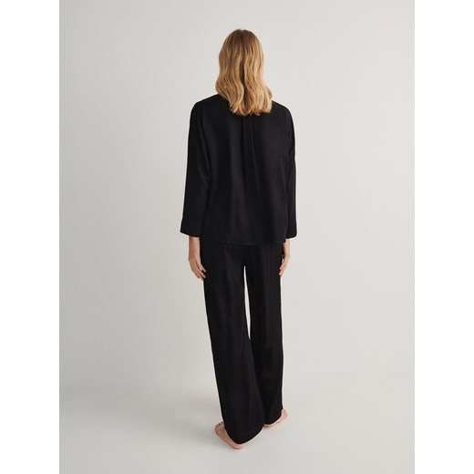 Reserved - Dwuczęściowa piżama z wiskozy - czarny Reserved M Reserved