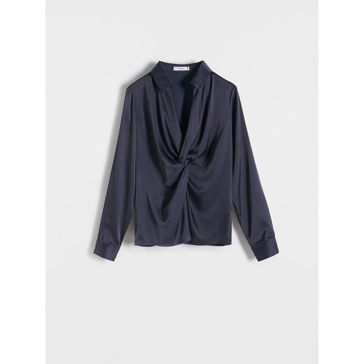 Reserved - Bluzka z ozdobnym węzłem - szary Reserved L Reserved