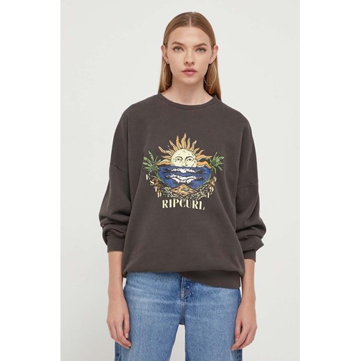 Rip Curl bluza bawełniana damska kolor szary z nadrukiem Rip Curl M ANSWEAR.com