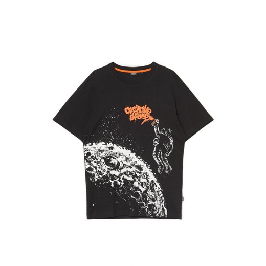 Cropp - Czarna koszulka z motywem kosmonauty - czarny Cropp XL Cropp