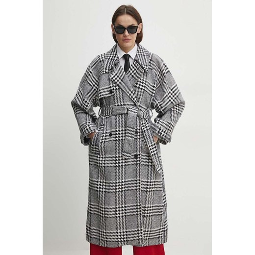 Answear Lab płaszcz z domieszką wełny kolor szary przejściowy dwurzędowy Answear Lab XS ANSWEAR.com