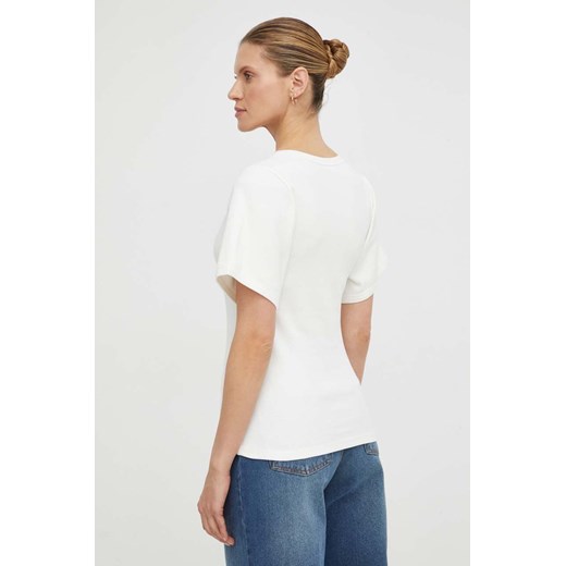 Bluzka damska biała By Malene Birger z krótkimi rękawami z bawełny wiosenna 