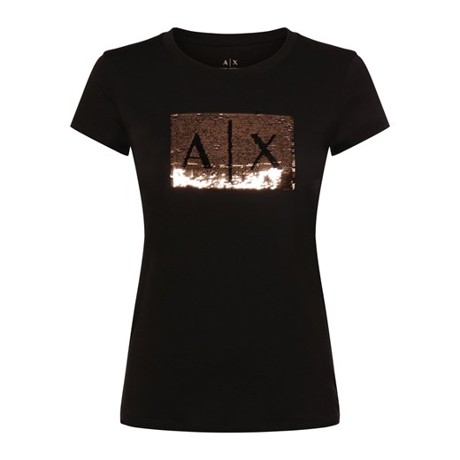 Armani Exchange T-shirt damski Kobiety Bawełna czarny nadruk ze sklepu vangraaf w kategorii Bluzki damskie - zdjęcie 166465339