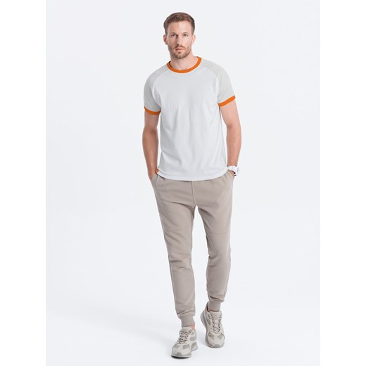 T-shirt męski bawełniany z reglanem - szaro-biały V2 S1623 XXL okazyjna cena ombre