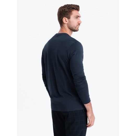 Longsleeve męski z dekoltem HENLEY - granatowy V3 OM-LSCL-0107 L ombre