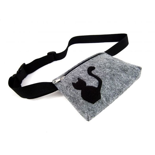 Waist pouch with cat mybaze-com bialy materiałowe