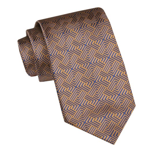 Angelo di Monti - Krawat Męski - Jasny Brąz, Wzór Geometryczny KRADM2085 ze sklepu JegoSzafa.pl w kategorii Krawaty - zdjęcie 166472545