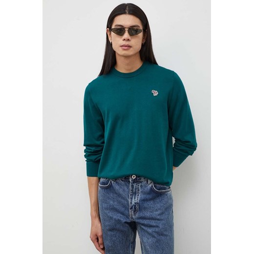 PS Paul Smith sweter bawełniany kolor zielony lekki ze sklepu ANSWEAR.com w kategorii Swetry męskie - zdjęcie 166485448