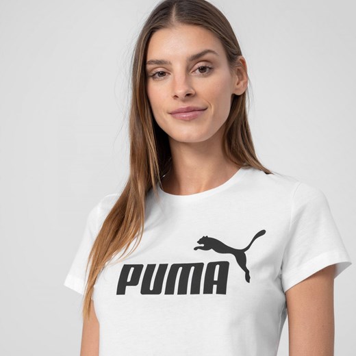 Damski t-shirt z nadrukiem PUMA ESS LOGO TEE - biały Puma wyprzedaż Sportstylestory.com