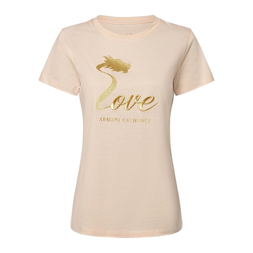Armani Exchange T-shirt damski Kobiety Bawełna morelowy jednolity ze sklepu vangraaf w kategorii Bluzki damskie - zdjęcie 166489588