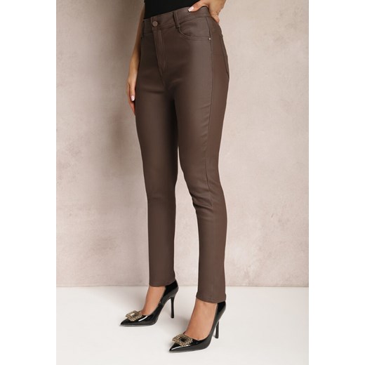 Ciemnobrązowe Spodnie Skinny Push Up Zilli ze sklepu Renee odzież w kategorii Spodnie damskie - zdjęcie 166498899
