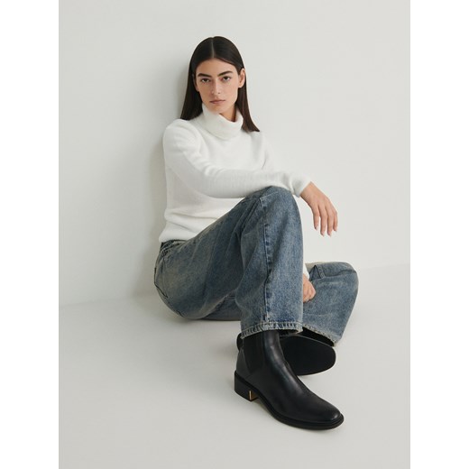 Reserved - Botki z imitacji skóry - czarny Reserved 40 Reserved
