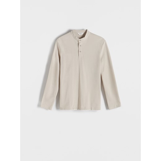 Reserved - Longsleeve polo regular - beżowy Reserved L Reserved