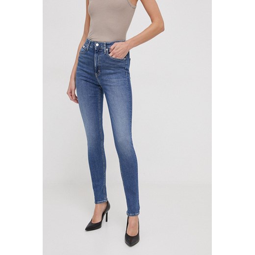 Calvin Klein Jeans jeansy damskie kolor niebieski ze sklepu ANSWEAR.com w kategorii Jeansy damskie - zdjęcie 166504668