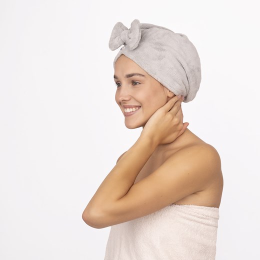 Turban Kąpielowy Szary - id: 24349 - marki Momo Way - 166505946 Turban Kąpielowy Szary ze sklepu Sklep SOXO w kategorii Ręczniki - zdjęcie 166505946