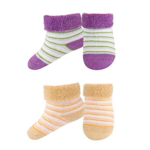 Zestaw 2x Skarpetki niemowlęce kolorowe frotte SOXO bawełniane | w paseczki ze sklepu Sklep SOXO w kategorii Skarpetki dziecięce - zdjęcie 166506076