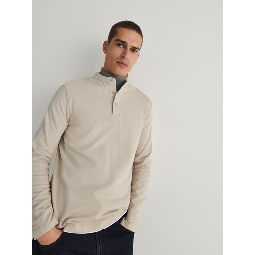 Reserved - Longsleeve polo regular - beżowy Reserved XL Reserved