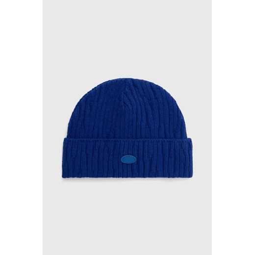 Ader Error czapka wełniana Etik Logo Beanie kolor niebieski wełniana BMADFWHW0504 ze sklepu PRM w kategorii Czapki zimowe męskie - zdjęcie 166514337