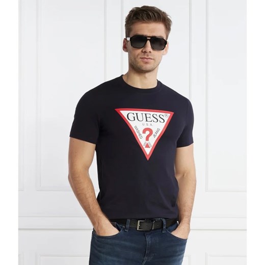T-shirt męski czarny Guess z krótkim rękawem