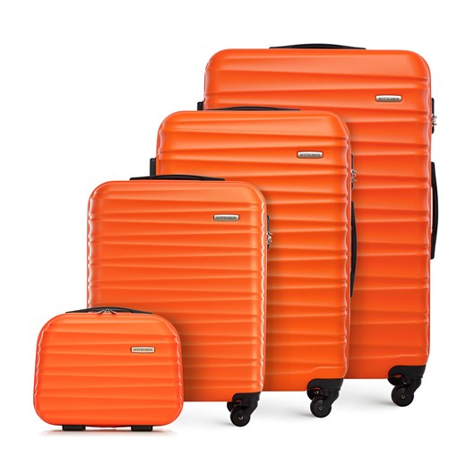 Komplet walizek z ABS-u z żebrowaniem pomarańczowy ze sklepu WITTCHEN w kategorii Walizki - zdjęcie 166514979