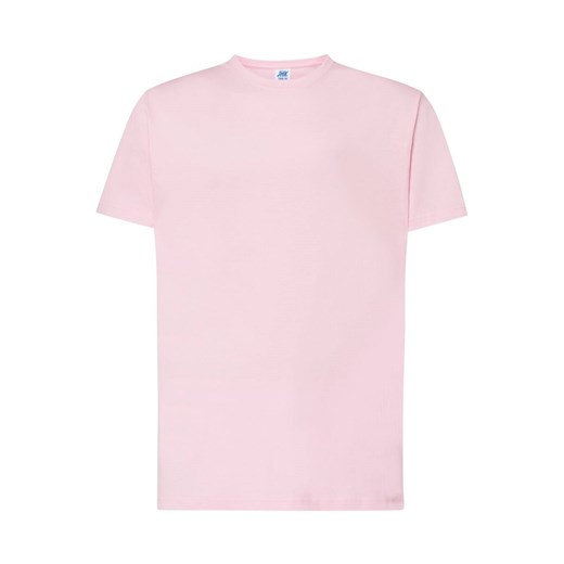 Różowy t-shirt męski JK Collection casualowy z krótkimi rękawami 
