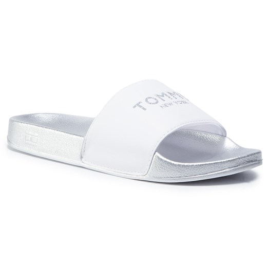 Klapki Tommy Hilfiger Th Glitter Pool Slide FW0FW04982 White YBR Tommy Hilfiger 40 eobuwie.pl