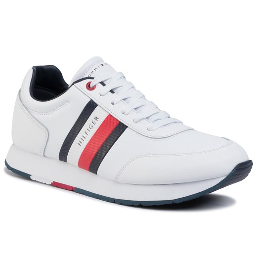 Sneakersy Tommy Hilfiger Corporate Leather Flag Runner FM0FM02651 White YBS Tommy Hilfiger 43 eobuwie.pl